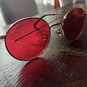 Diff eyewear rose tinted wireframe sunglasses